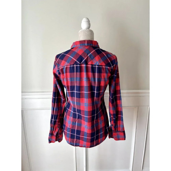 J. Crew Perfect Fit Cotton Button Down Shirt S Red Plaid - Picture 3 of 4